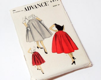 Original Womens Advance Pattern 6812 8 Gored Full Skirt Pattern Waist 24"