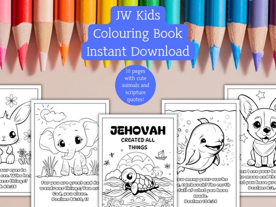 JW Kids Coloring Pages, Jehovah Created All Things, Family Worship Idea, Homeschool Activity, Instant Download, Print at Home, jw.org, PDF