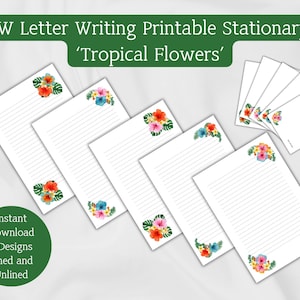Modello di carta da lettere JW, fiori tropicali, download immediato Tropicana, stampa a casa, materiale per il servizio sul campo, PDF di cancelleria jw.org