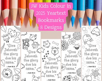 JW Kids Color In Bookmarks, 2025 Yeartext, Psalm 96:8, Family Worship or Homeschool Activity, Instant Download, Print at Home, jw.org, PDF
