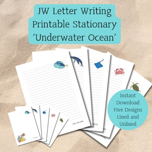 JW Letter Writing Paper Template, Underwater Ocean, Sea, Instant ...