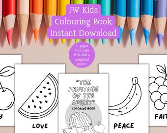 JW Kids Coloring Pages, Fruitage of the Spirit, Family Worship Idea, Homeschool Activity, Instant Download, Print at Home, jw.org, PDF