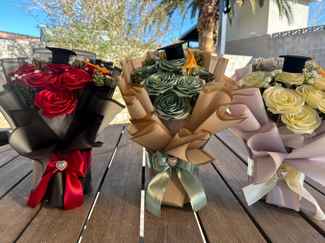 16 Count Ribbon Roses Custom Satin 6 Count Ribbon Rose Flower Bouquet - Etsy