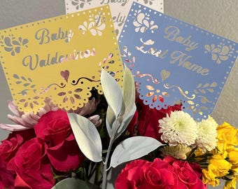 Papel Picado Baby Name Banner Topper – Pastel Cardstock Centerpiece