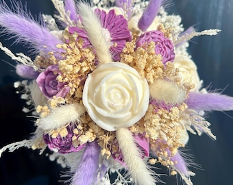 Ramo de ceras perfumadas - Hecho a mano - Regalos para el Día de la Madre, bodas, cumpleaños, decoración del hogar - Flores secas -