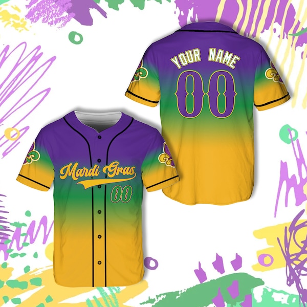 Personalized Stripe Plaid Mardi Gras Baseball Jersey Custom Mardi Gras Carnival Festival Game Day Outfit For American Baseball Lovers Fans