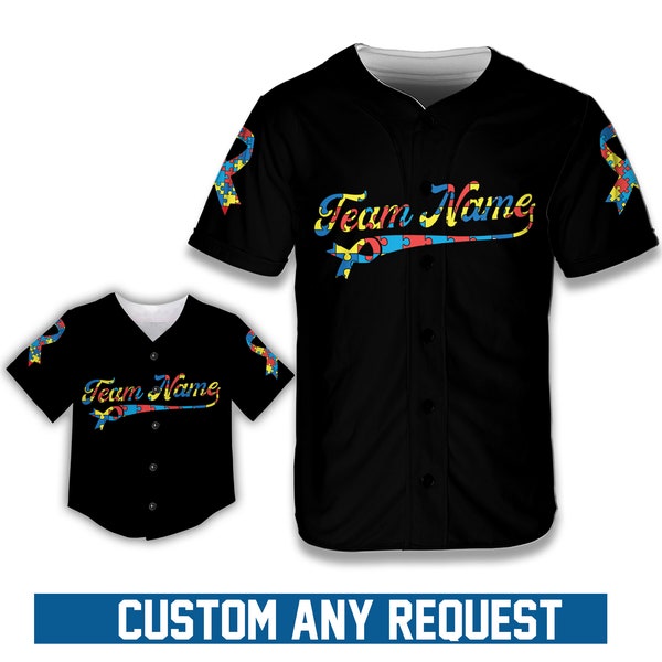 Personalize Autism Awareness Month Baseball Jersey Custom Autism Support Game Day Outfit Autism Gift For American Baseball Lover Family