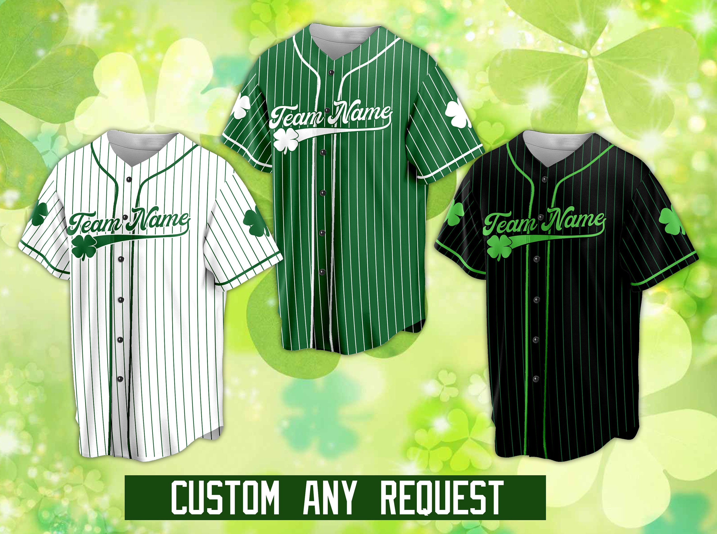 Discover Personalized St Patrick's Day Baseball Jersey, Irish Shamrock Jersey, Family Matching Lucky Shirt