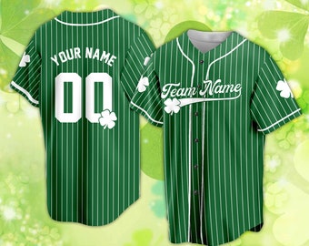 Personalized Saint Patrick's Day Baseball Jersey Custom St Patty Lucky Clover Shamrock Game Day Outfit For American Baseball Lover Fan