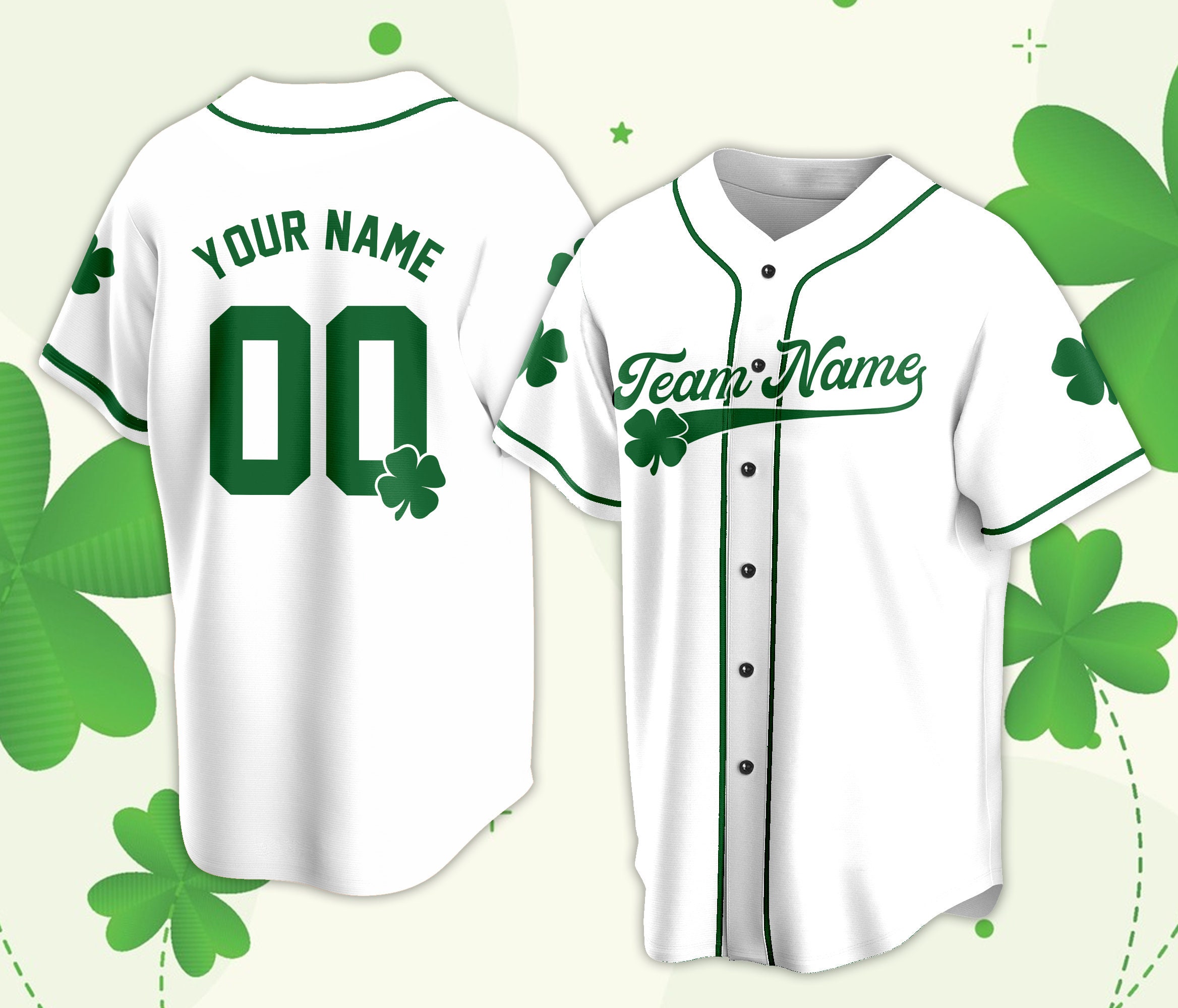 Personalized St Patrick's Day Baseball Jersey, Irish Shamrock Jersey ...