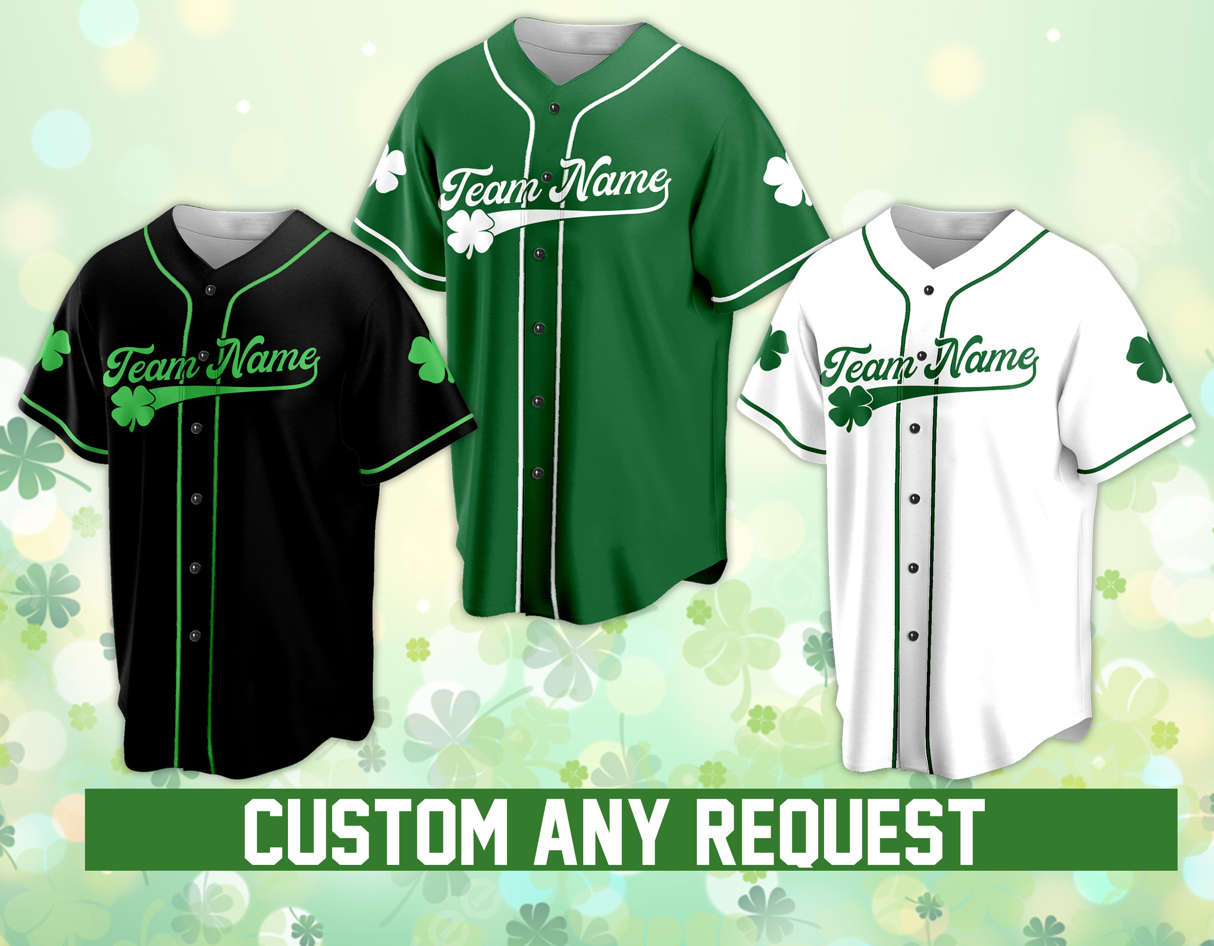 Discover Personalized St Patrick's Day Baseball Jersey, Irish Shamrock Jersey, Family Matching Lucky Shirt