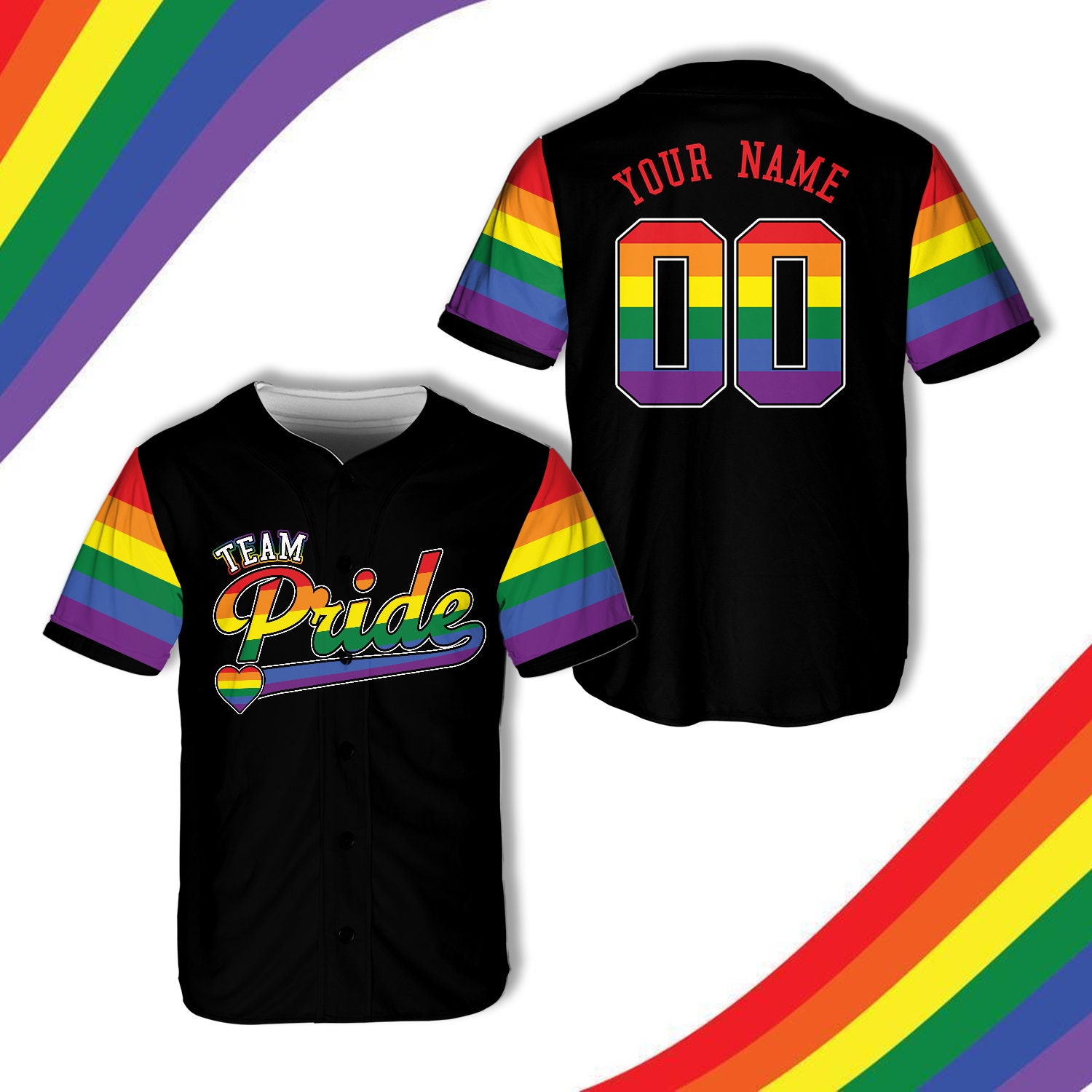 Discover Personalized LGBTQ Baseball Jersey, Custom Pride Month Shirt, Rainbow Matching Jersey