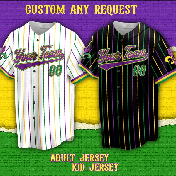 Personalized Stripe Plaid Mardi Gras Baseball Jersey Custom Mardi Gras Carnival Festival Game Day Outfit For American Baseball Lovers Fans