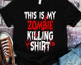 This Is My Zombie Killing Shirt Blood Hand Brush Shirt, Spooky Season Shirt, Pumpkin Spice Pumpkin Season Shirt, Halloween Witch Hat Shirt