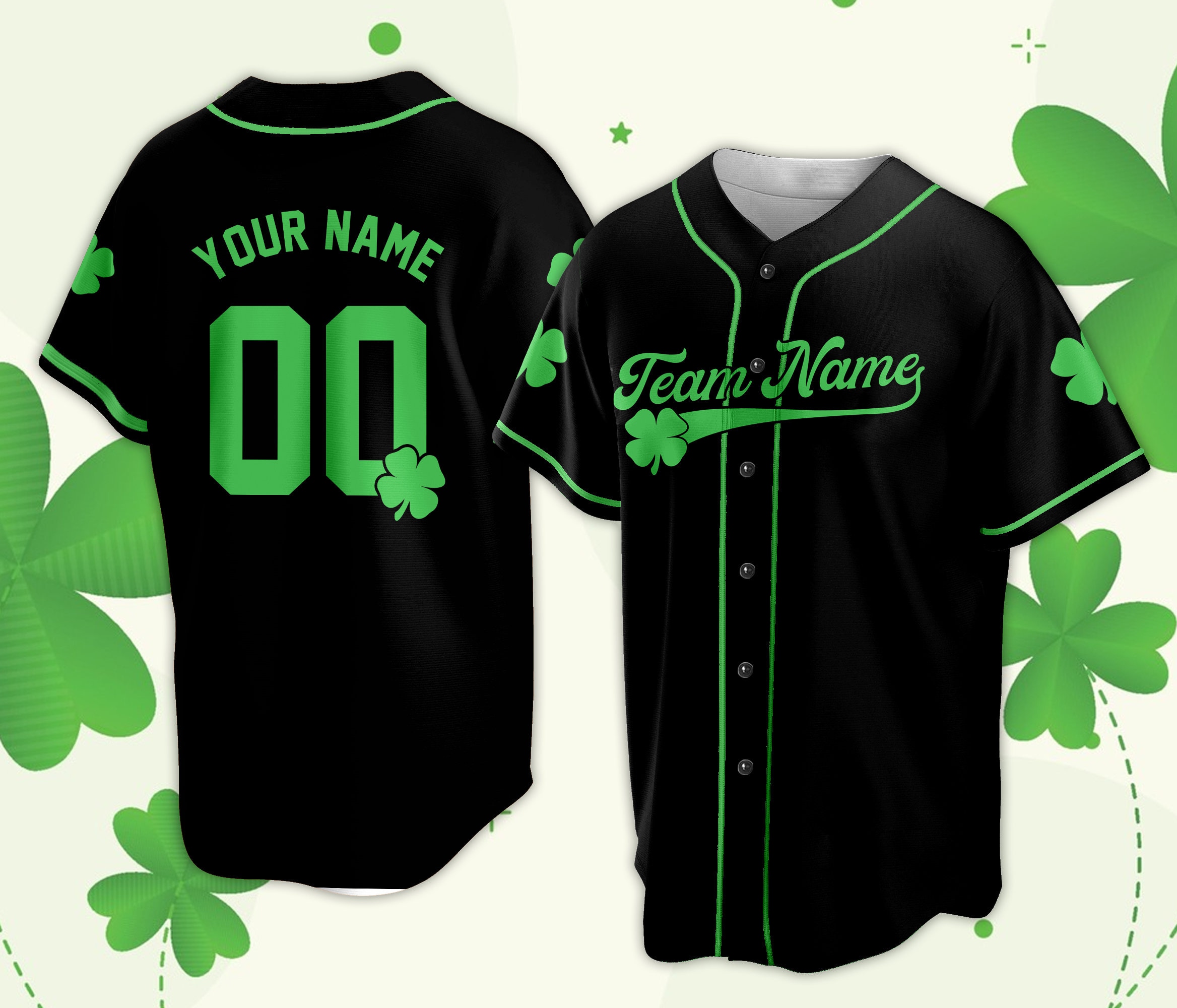 Personalized St Patrick's Day Baseball Jersey, Irish Shamrock Jersey ...