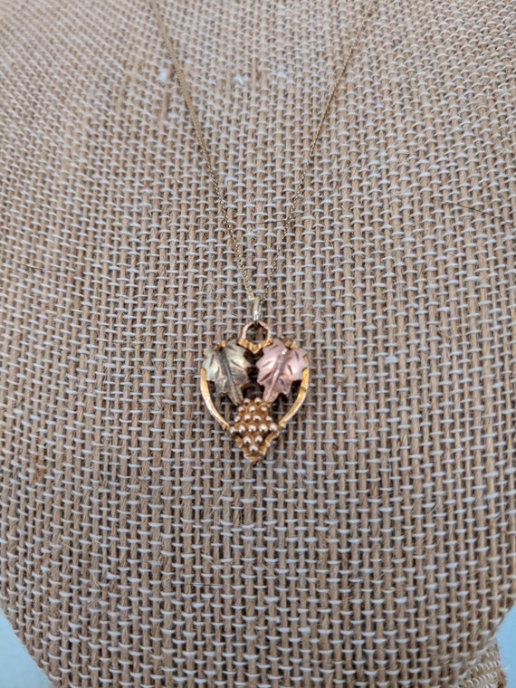 Black Hills Gold Heart Pendant with 14Kt. Gold Cha