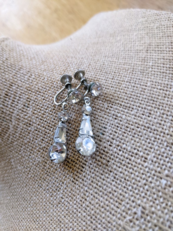 Vintage Rhinestone Screw-back Earrings - image 3