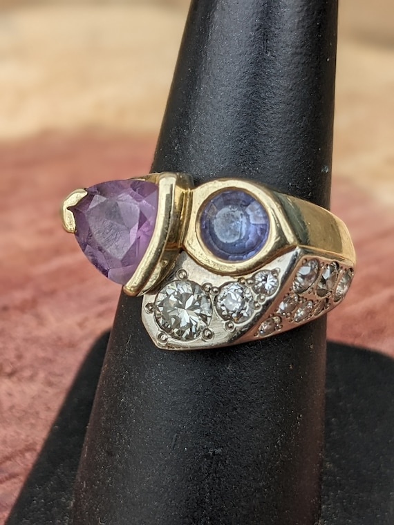 Vintage Recycled 14kt Gold Tanzanite Amethyst Ring