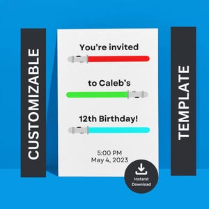 Star Wars Themed Customizable Birthday Invitation Template, Party Invitation, Sci-fi Theme, Birthday Invite, Editable Birthday Invitation