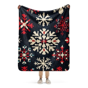 Winter Snowflake Sherpa Blanket, Christmas Blanket, Winter Snowflake, Cozy Sherpa Blanket, Warm Frestive Throw, Seasonal Throw