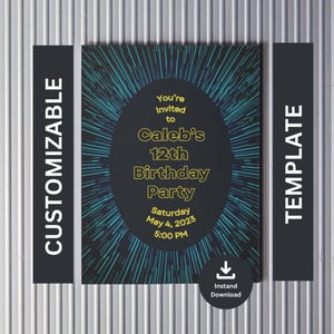 Star Wars Themed Customizable Birthday Invitation Template, Party Invitation, Sci-fi Theme, Birthday Invite, Editable Birthday Invitation