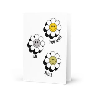 Vous me faites sourire Fleur Carte de voeux de style rétro, cadeau pour un ami, cadeau meilleur ami, carte d'amitié, carte d'encouragement