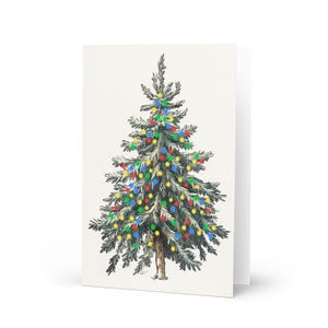Tarjeta de felicitación con árbol de Navidad, tarjeta navideña, tarjeta festiva, tarjeta de saludos de temporada, tarjeta de cálidos deseos