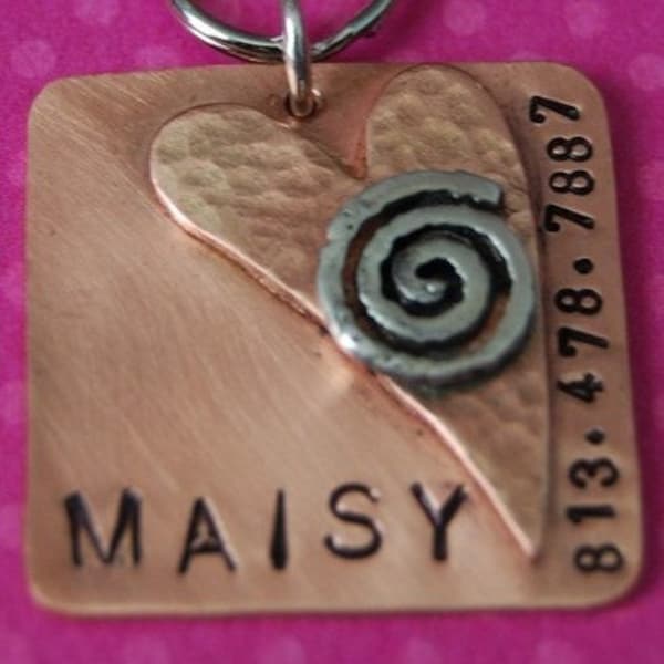 Dog Tag Square Lovin Posh Pet ID Tag Personalized Custom Identification Pet Jewelry