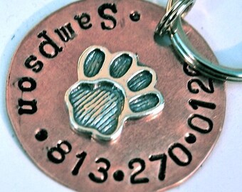 DOG TAG Perfect Paw 1inch copper and sterling pet id Personalized Custom Identification Pet Jewelry