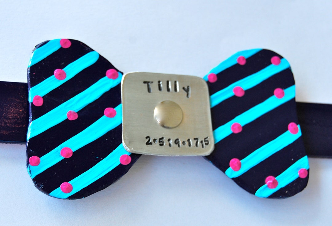 Bow Tie Leather Dog Collar No More Jingle Jangle Just a Great Etsy