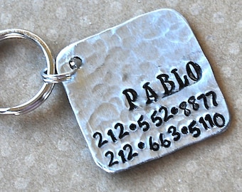 Pet id tag / Pablo Square NEW FONT Wackadoodle Personalized Custom Identification Pet Jewelry