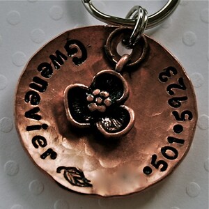 Custom pet id tag / Petals copper domed tag Personalized Custom Identification Pet Jewelry image 3
