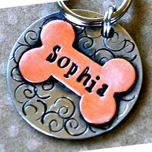 Personalized Pet tag ID / Sophia Multi Metal Bone tag Personalized Custom Identification Pet Jewelry