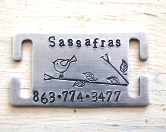 Harness wrap tag in aluminum - quiet collar -  Personalized Custom Identification Pet Jewelry