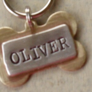 Dog Tag Custom Pet id tag / Oliver Bone TINY Multi Metal Personalized Custom Identification Pet Jewelry image 3