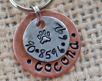 Pet Tag  / Tiny Little Double disc  Personalized Custom Identification Pet Jewelry