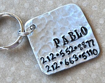 Pet id tag Pablo Square NEW FONT Wackadoodle Personalized Custom Identification Pet Jewelry
