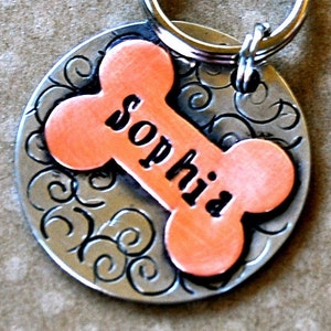 Personalized Pet tag ID / Sophia Multi Metal Bone tag Personalized Custom Identification Pet Jewelry image 3