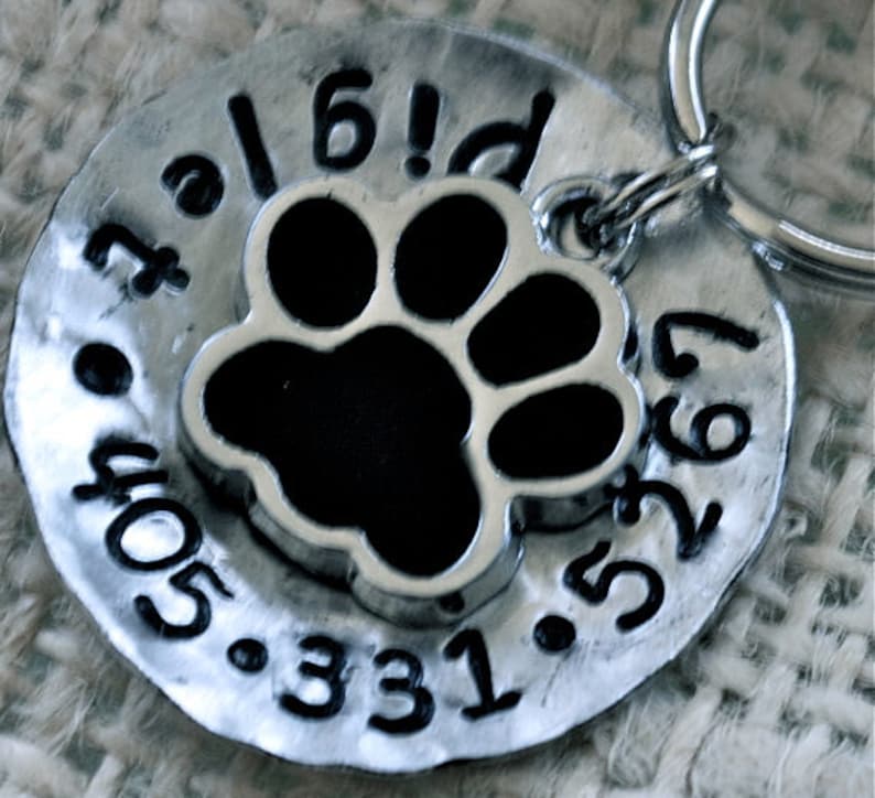 Pet id tag dog tag / Piglet Paw domed Personalized Custom Identification Pet Jewelry image 1