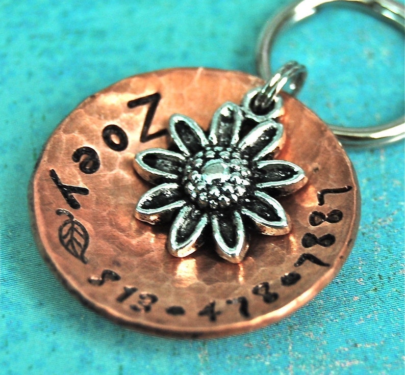 Custom Pet id tag / So Daisy copper domed Personalized Custom Identification Pet Jewelry image 2