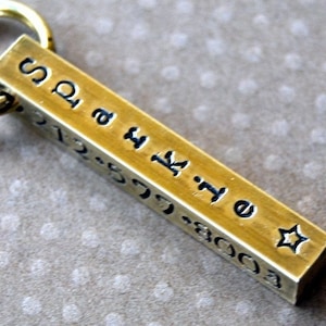 Custom pet id tag / Sturdy Brass Bar Id Tag 4 sides to customize any way you wish  Personalized Custom Identification Pet Jewelry