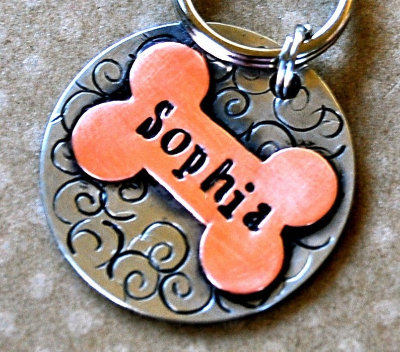 Pet id tag / Sophia Multi Metal Bone Personalized Custom Identification Pet Jewelry image 3