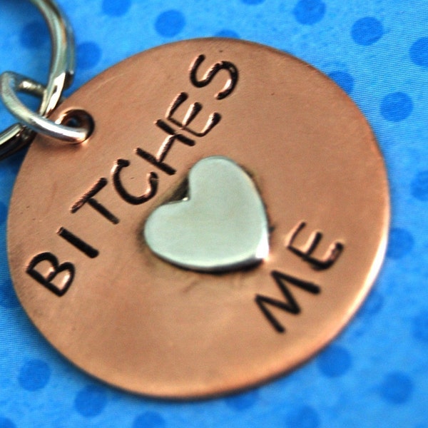 BITCHES LOVE ME Pooch tag  id info on the back Personalized Custom Identification Pet Jewelry