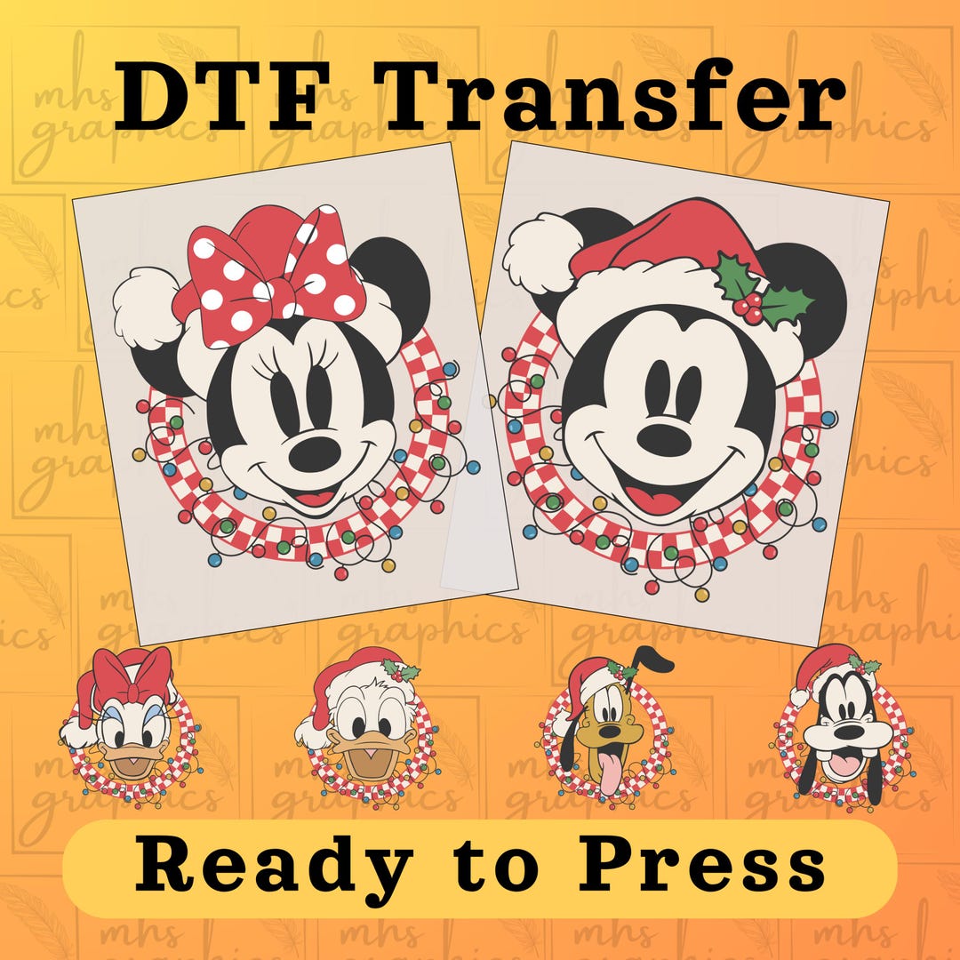 Vintage Disney Characters Checkered DTF Transfer, Disney Ready to Press ...