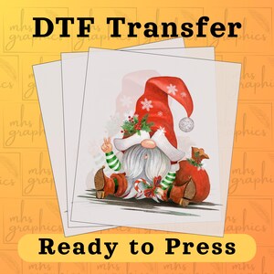 Retro Gnome DTF Transfer, Christmas Ready to Press, Christmas Heat Transfer, Christmas Shirt, Christmas Dress, Christmas DTF, Xmas