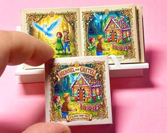 1:6 1∶12 Scale Hensel and Gretal DIY Mini Book DIGITAL PDF, Openable Pages, Miniature Children Candy House Fairy Tale Dollhouse Printable