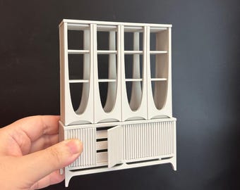 Separador de ambientes a escala 1:12, archivo STL Brasilia Mini Book Shelf para impresión 3D, librería, muebles en miniatura para casa de muñecas MCM, aparador, credenza.