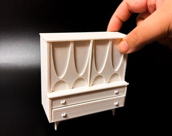 Armario Brasilia Highboy a escala 1:12, archivo digital para impresión 3D, mueble en miniatura para casa de muñecas.