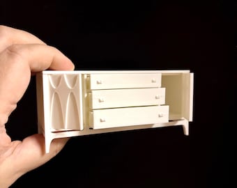 Archivo digital 3D STL de un aparador/armario Brasilia a escala 1:12, mueble en miniatura para casa de muñecas o sala de estar.