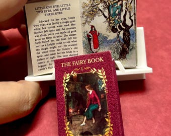Fairy Book Volume 1, DIY Mini Book (Digital PDF), 1/6 1/12 Scale Miniature Dollhouse Printable, Rhymed Text Readable Inside Pages